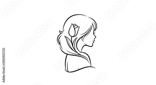 Tableau sur toile Woman Face Profile Line Drawing Portrait.