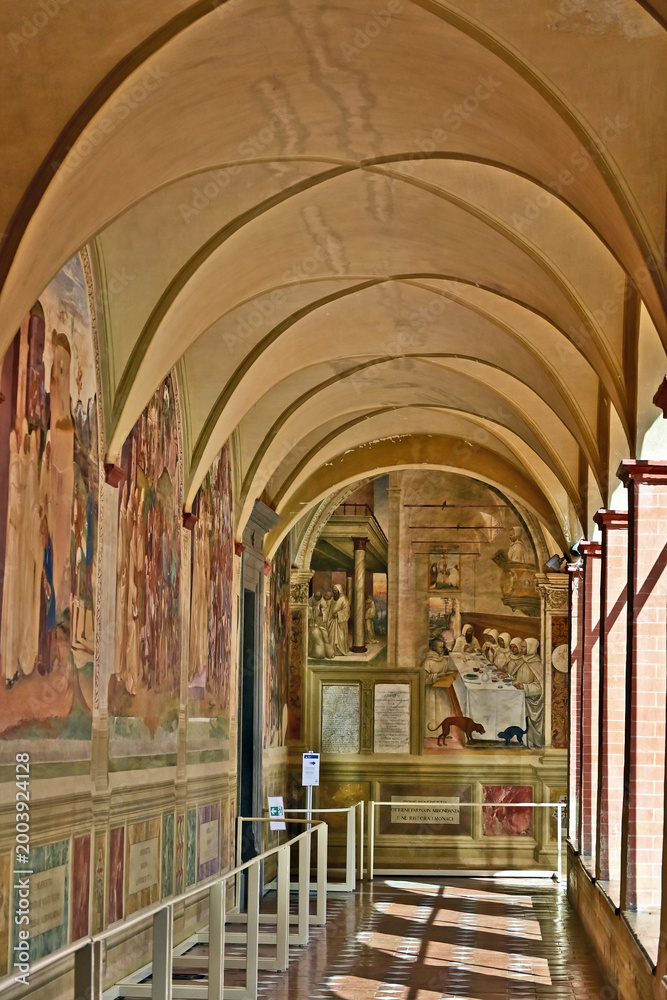Fototapeta premium Asciano, l'Abbazia di Monte Oliveto Maggiore, Siena, Toscana