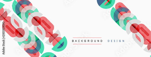 Abstract geometric shapes overlap, creating dynamic visual texture. Minimalist design features cool color palette, clean lines.