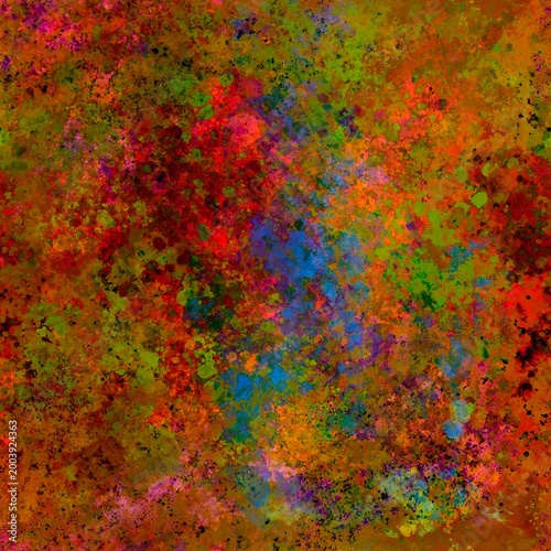 Foto Abstract digital painting Colorful, blurred, multi-layered splashes, spots, blot