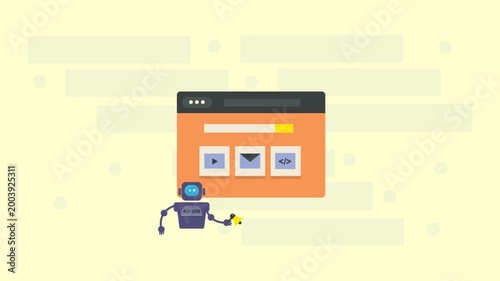 Bot with megaphone driven by AI semi conductor ecosystem, generates quality content and optimize marketing data platform. 