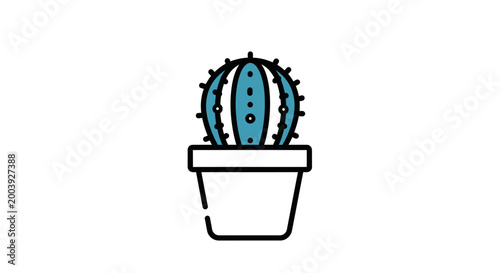 Prickly Cactus Plant in Pot.