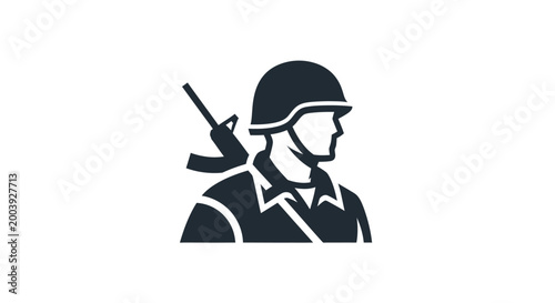 Soldier wearing a helmet and uniform.