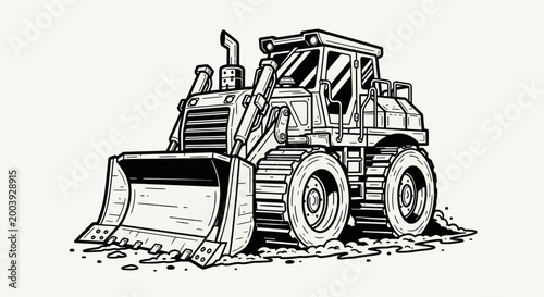 Bulldozer illustration on white background