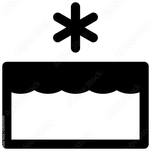 Ice diving. Outlined stroke vector icon with black-filled details.