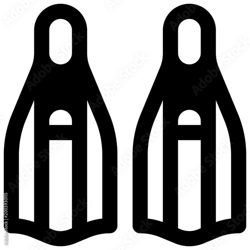 Fins. Outlined stroke vector icon with black-filled details.