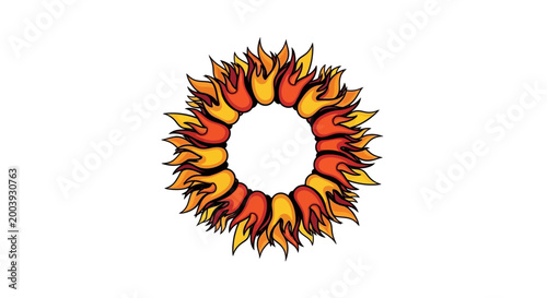 Flame Circle Burning Orange Yellow.