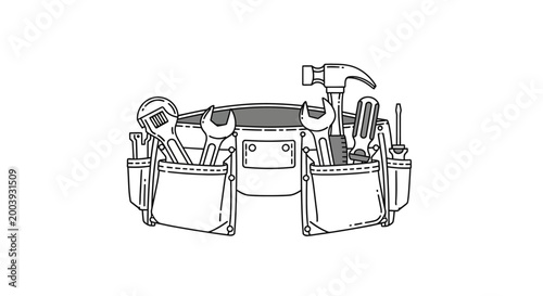 Schilderij op canvas Tool belt with various tools.