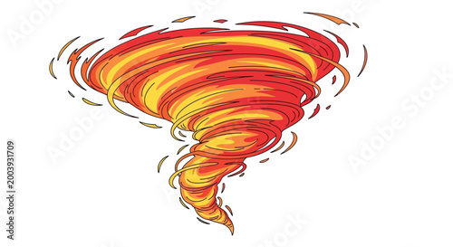 Foto Vibrant Orange Tornado Weather Phenomenon Swirling.
