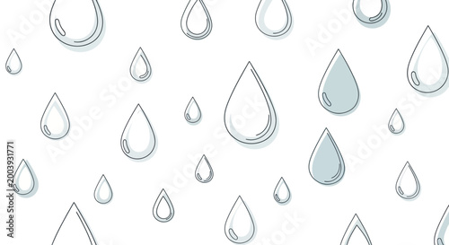 Foto Water Drops on White Background.