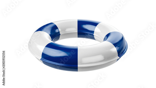 Fotografi Blue and White Inflatable Pool Float Circular Shape