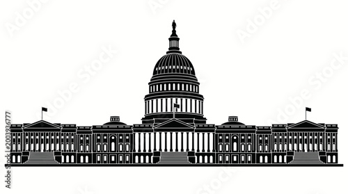 United States Capitol silhouette vector for politics, democracy, government, history, heritage, culture, branding, architecture, and design projects worldwide