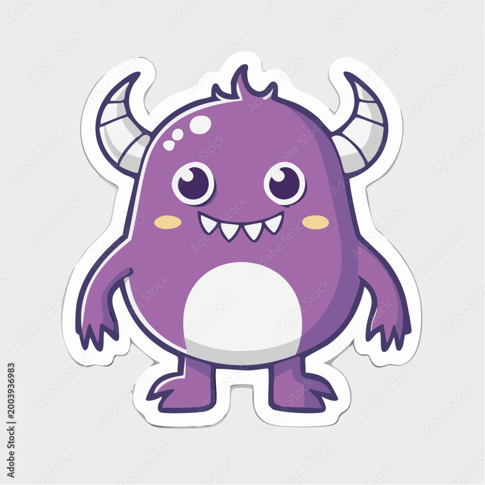 Fototapeta premium Cute Purple Monster Cartoon Character