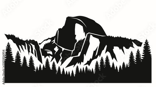 Half Dome Yosemite silhouette vector for travel, adventure, nature, tourism, education, branding, wilderness, heritage, and design projects worldwide