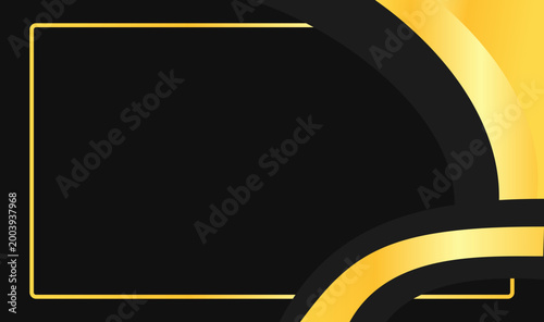 Foto Golden lines curve against a deep black background