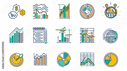 Collection of Business and Finance Graphs Representing Growth and Analysis for Data Visualization