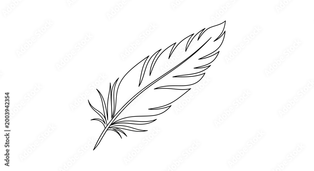 Obraz premium Feather, Quill, Bird Feather Illustration, Vector Feather Icon, Black and White Feather Design