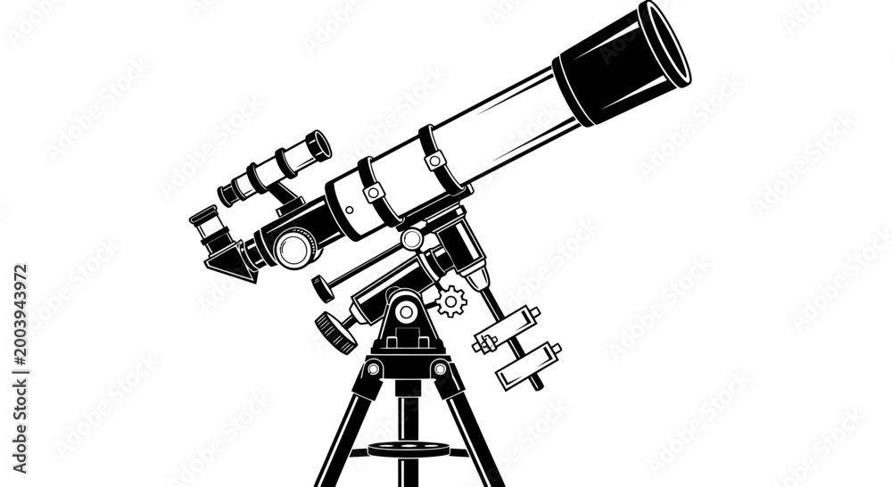 Fototapeta premium Telescope, Astronomy, Space Exploration, Science, Observatory, Star Gazing, Vector