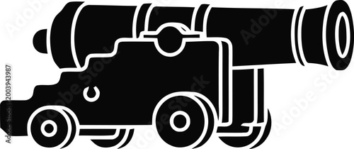 Bild auf Leinwand Black silhouette of a cannon on a transparent background vector graphic