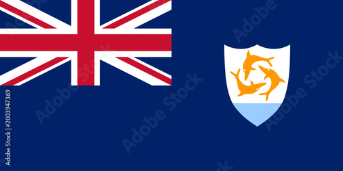 Foto National flag of Anguilla, Anguilla flag on blue background, official vector illustration