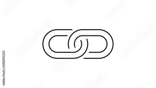 Partnership and Connection Link Vector Icon with Editable Stroke. Minimalist Black Line Illustration of Two Interlocking Chain Links on White Background for Business Collaboration and Unity.