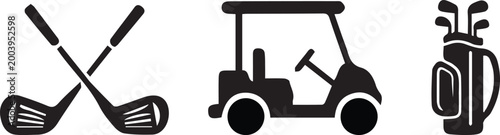 golf equipment icons set .