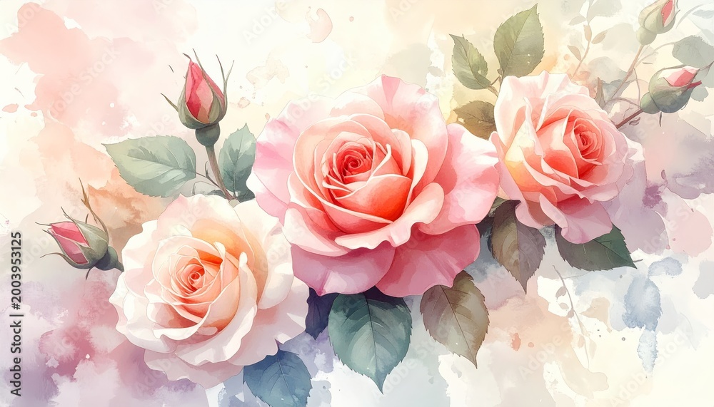 Fototapeta premium Hand Painted Rose Flower Illustration with Detailed Petals Romantic Artistic Floral Painting