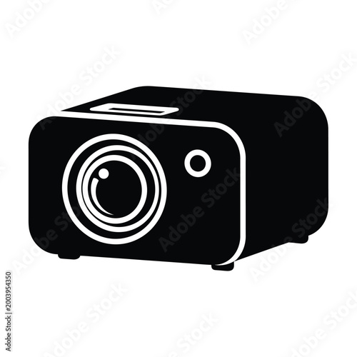 Portable projector device for home entertainment and business presentations icon.
