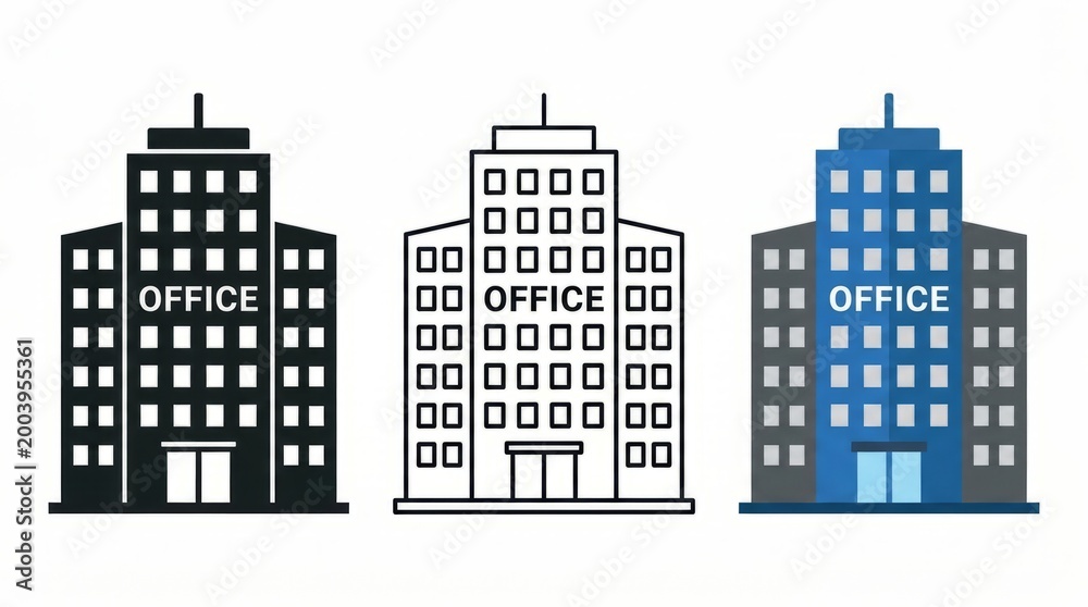 Fototapeta premium Modern office buildings representing corporate structures and business environments