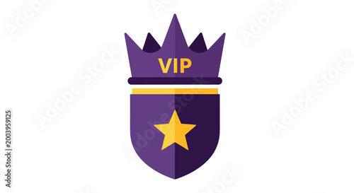vip badge with crown and star purple and yellow