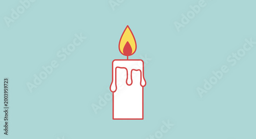 illustration of candle with dripping wax on light blue background