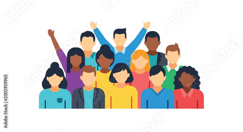 diverse group of people in colorful flat design