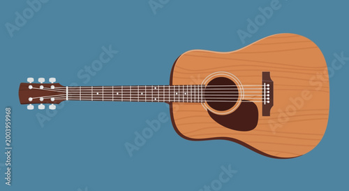 acoustic guitar illustration on blue background high quality