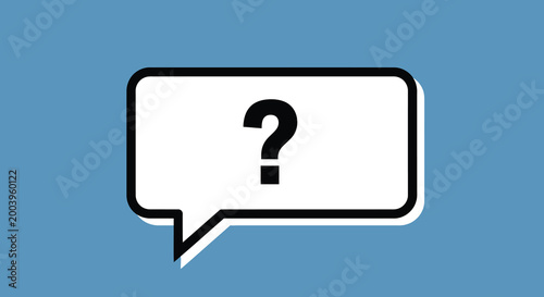 speech bubble with question mark on blue background