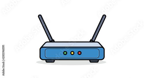 wireless router with antennas and indicator lights