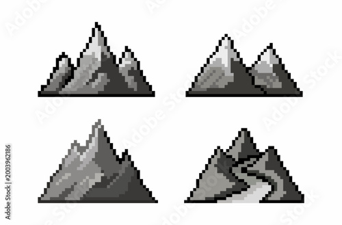 Pixel Art Mountain Elements Collection