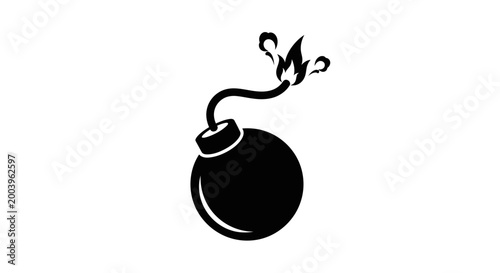 Tableau sur toile Exploding Bomb Icon with Burning Fuse