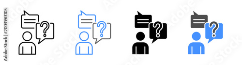 Information Support and Customer Inquiry Icon Set Vector Illustration Editable