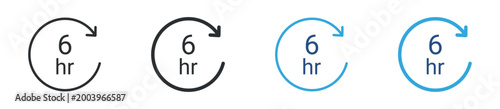 6 hour service icon set. circular arrow with time duration. delivery and waiting concept. vector illustration.