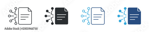 data audit icon set. document and network nodes symbols. analysis and verification concept. vector illustration.

