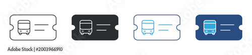 transport ticket icon set. bus ticket pass. travel and transportation concept. vector illustration.