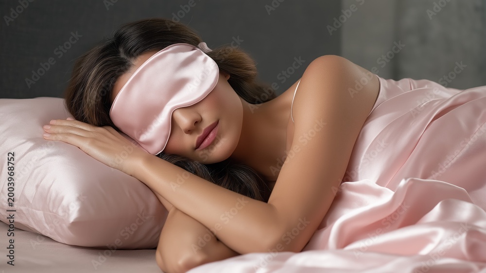 Fototapeta premium Soft pink satin envelops peaceful sleep