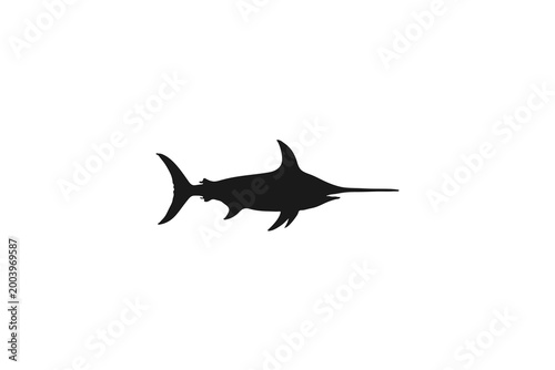 Fotografie Marlin or swordfish silhouette icon isolated on white