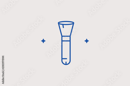 Makeup brush line icon for cosmetic application and professional beauty tools. Practical vector illustration for makeup artist portfolios and beauty school training manuals.