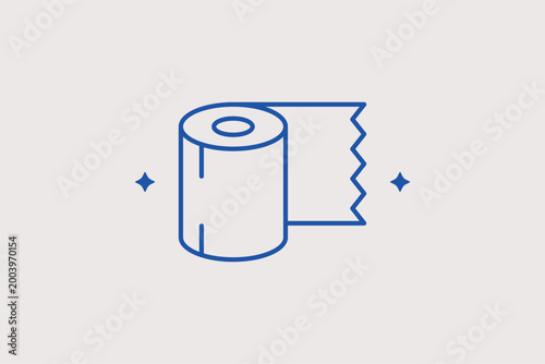 Toilet paper roll line icon for personal hygiene and bathroom supplies. Clean vector illustration for household product apps and sanitary ware shop banners.