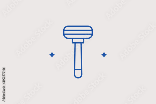 Safety razor line icon for shaving and personal body care. Functional vector illustration for grooming product packaging and barber shop service guides.