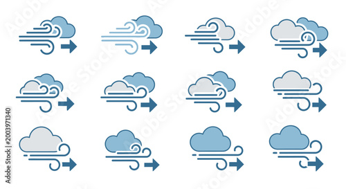 Фотография Weather forecast wind cloud icons set.
