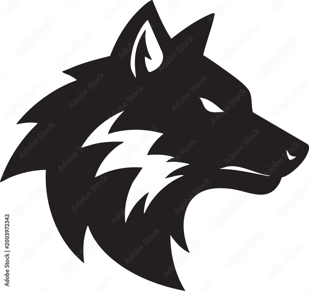 Obraz premium Black wolf head silhouette