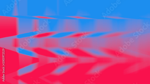 Abstract overlapping red and blue geometric diagonal bands with triangular fading forms digital artwork