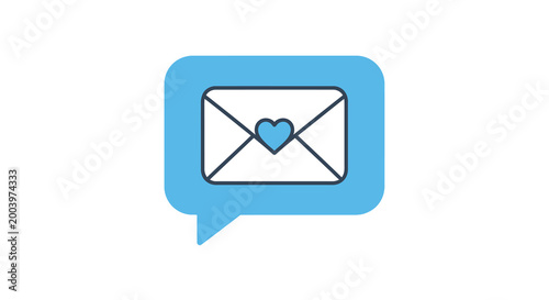 email message icon with heart symbol high quality